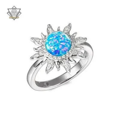 Modrwyau Addewid Opal Glas